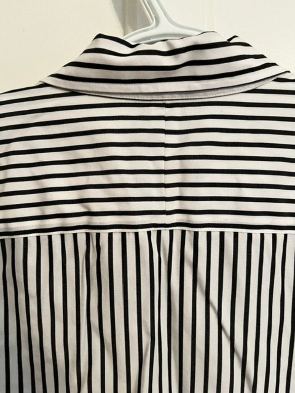 CHAPS CLASSICS BLACK & WHITE STRIPED SHIRT, 2X, BUTTON FRONT, LS; EXCELLENT! - Picture 4 of 4